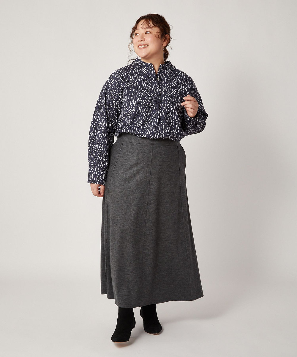 feerique Lサイズ（大きいサイズ） 【大きいサイズ】feerique ドローイングドットPtスキッパーシャツ ネイビー