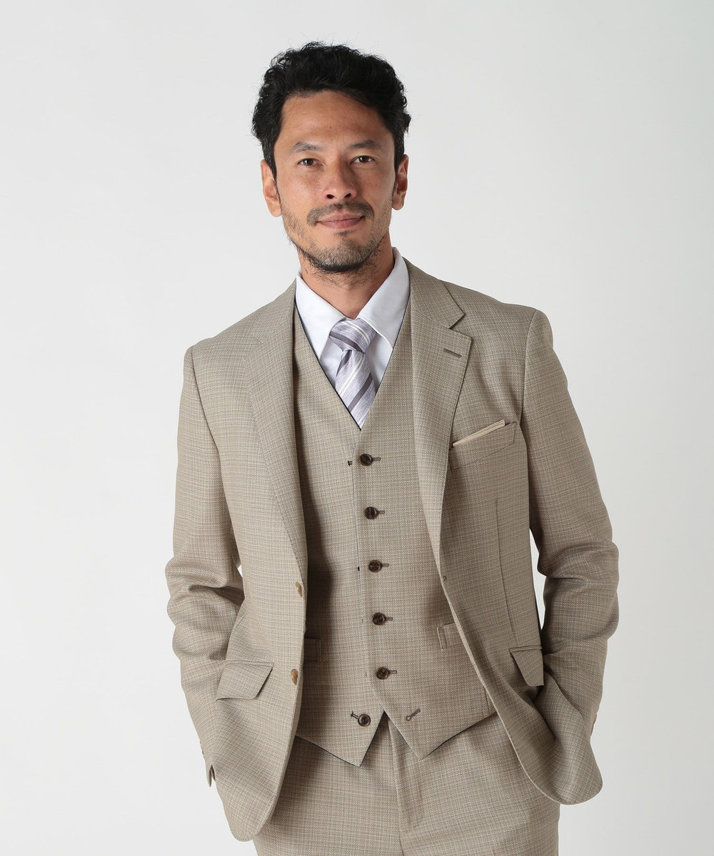 MEN'S BIGI ミックスヤーン/ポップサックテーラードジャケット ベージュ