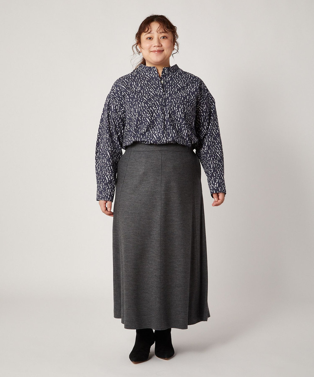 feerique Lサイズ（大きいサイズ） 【大きいサイズ】feerique ドローイングドットPtスキッパーシャツ ネイビー