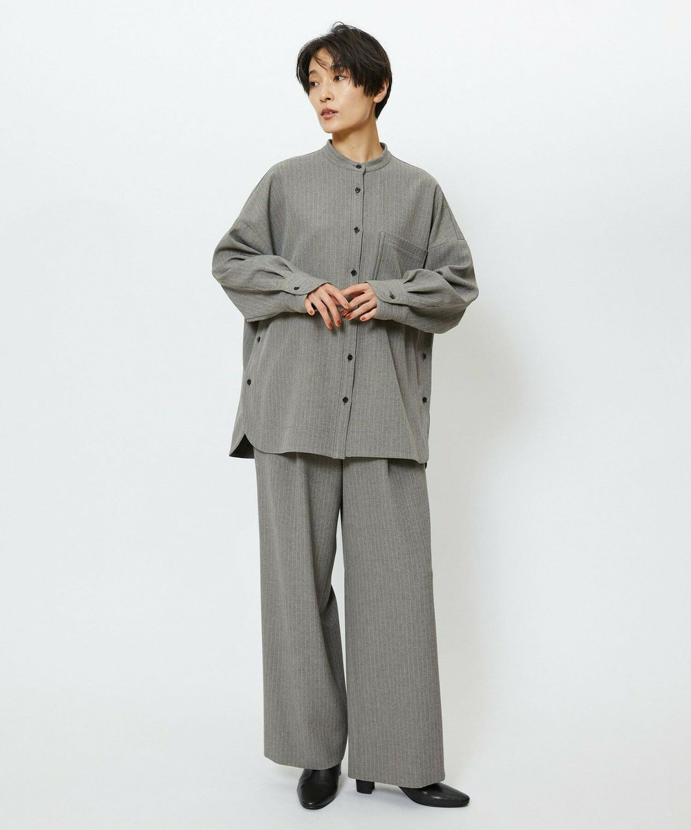 feerique feerique ウールライクストライプワイドパンツ ブラウン