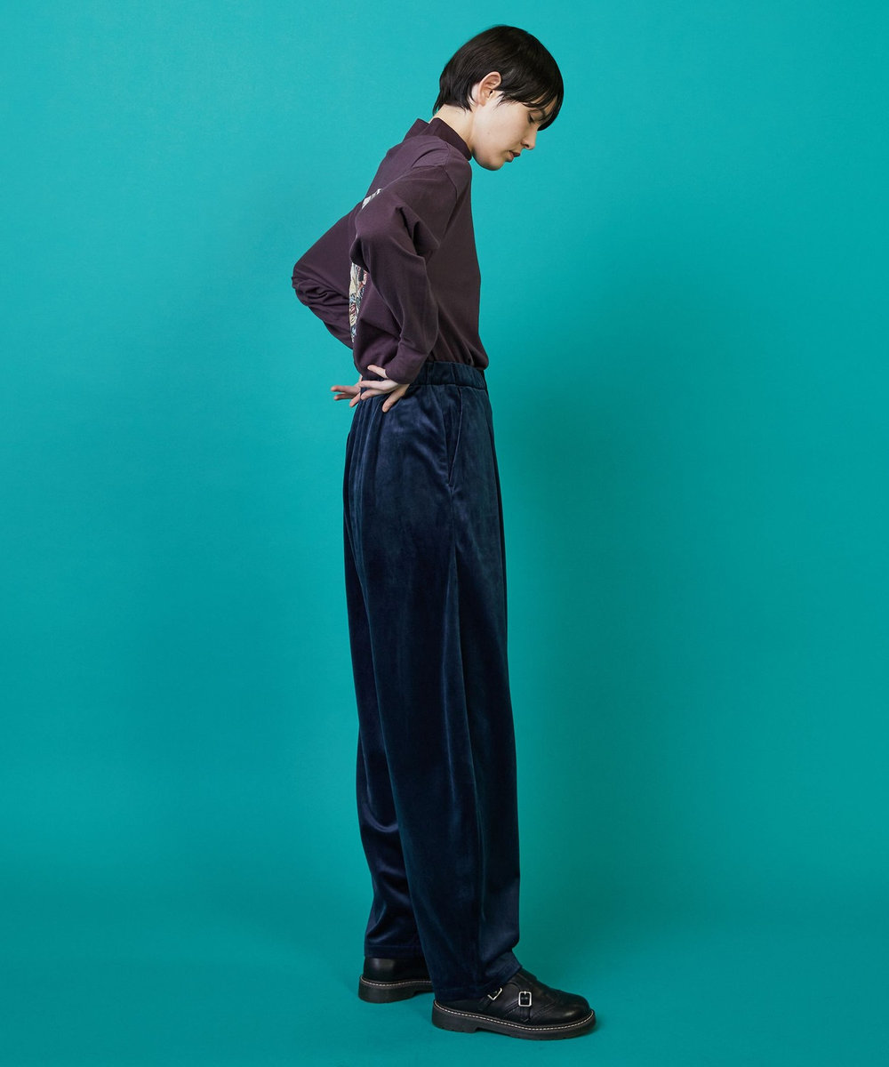 FRAPBOIS ベロアサール パンツ ネイビー