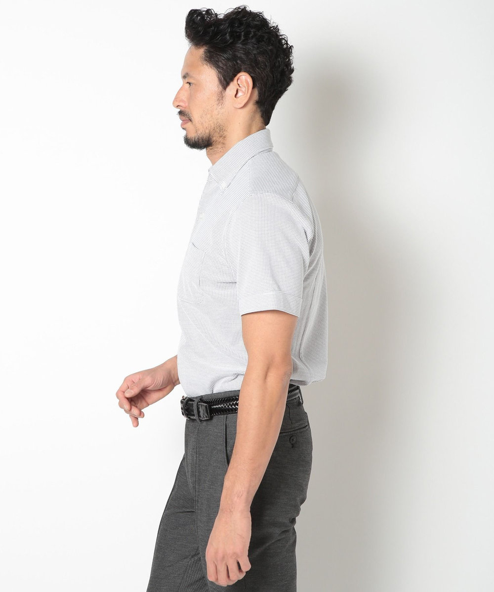 MEN'S BIGI 【ACTIVE TAILOR】吸水速乾ミニワッフルワンピースカラー半袖シャツ ホワイト系その他