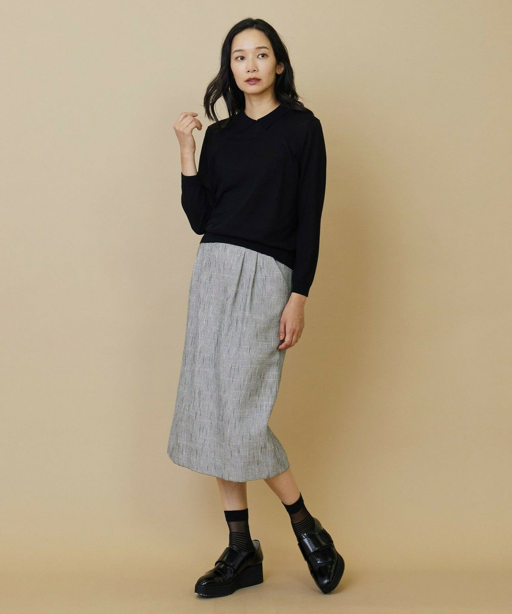 L'EQUIPE コットンレーヨン格子スカート ホワイト系その他