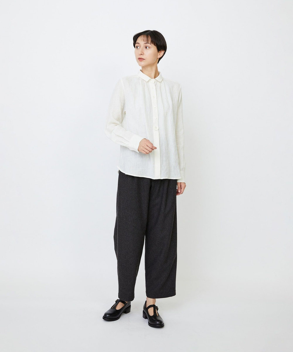 LOISIR グランジリネンミニカラーシャツ ホワイト