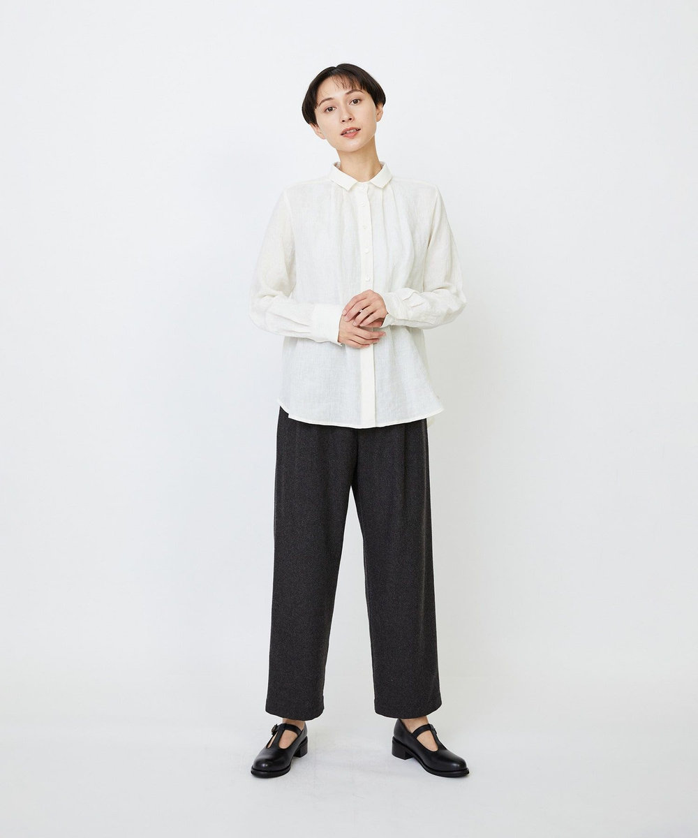 LOISIR グランジリネンミニカラーシャツ ホワイト