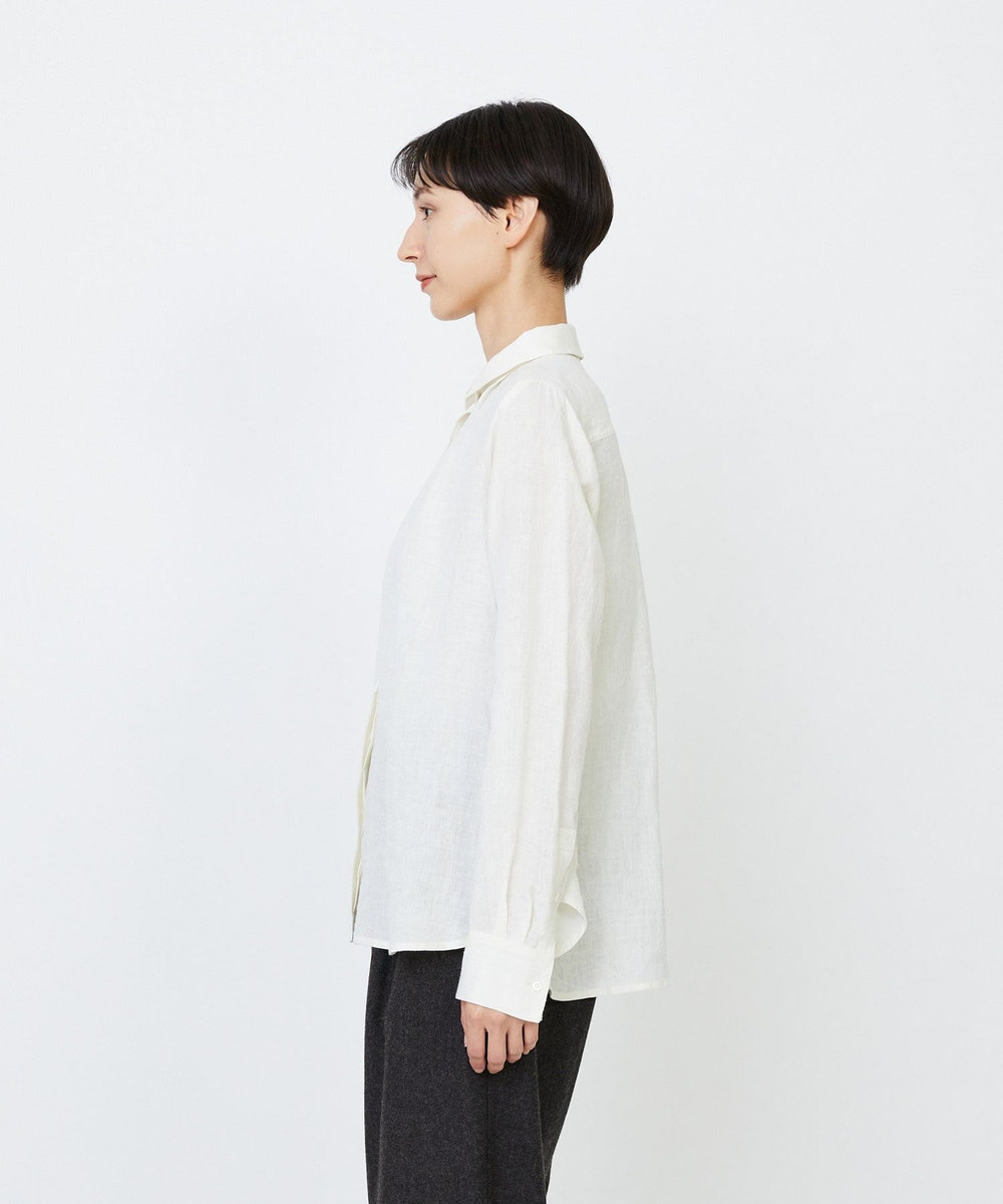 LOISIR グランジリネンミニカラーシャツ ホワイト
