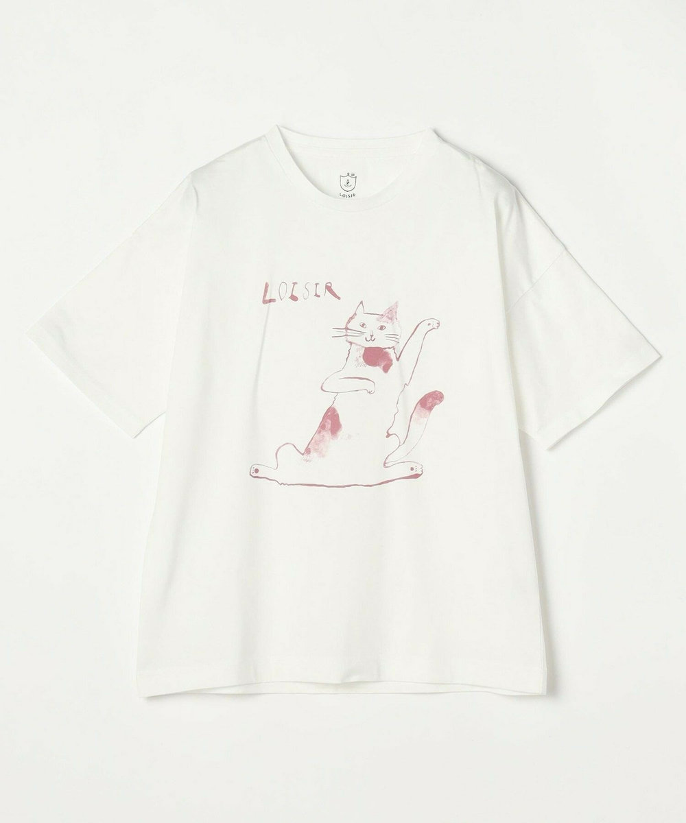 LOISIR 【アーティストコラボ】LOISIR×TORANEKOBONBONイラストプリントTシャツ オフホワイト