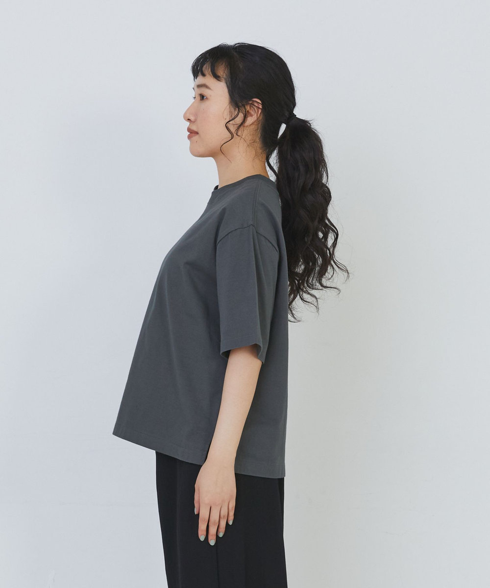 congés payés ADIEU TRISTESSE ドロップショルダーベーシックＴシャツ チャコールグレー