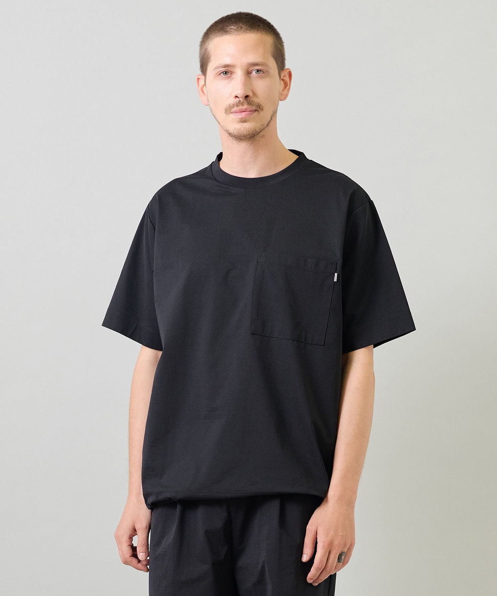 UNION STATION ペーパータッチドローコードTシャツ＜ストレッチ・速乾・マシンウォッシャブル・イージーケア接触冷感＞ ブラック