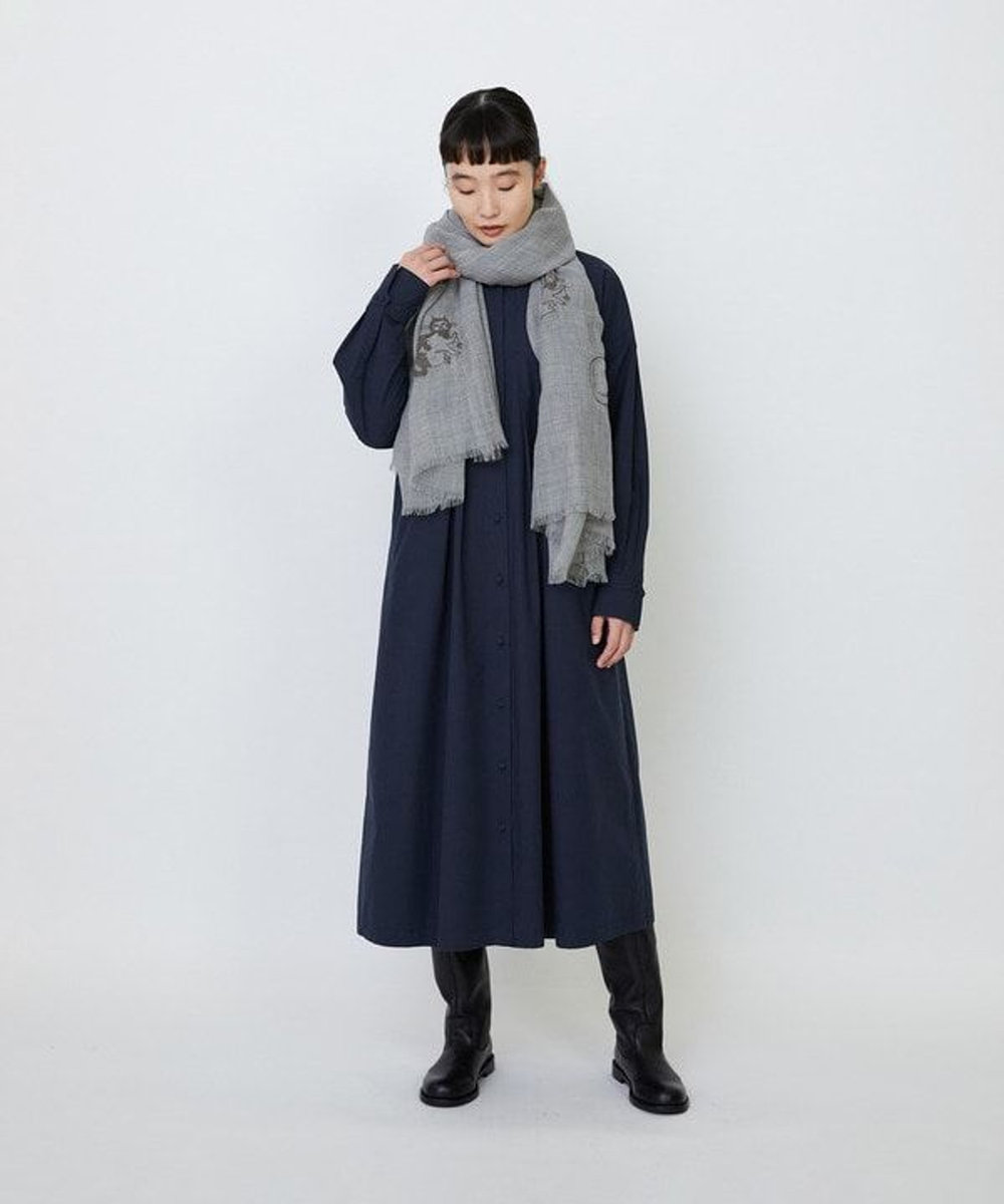 LOISIR コットンポプリンシャツワンピース ネイビー