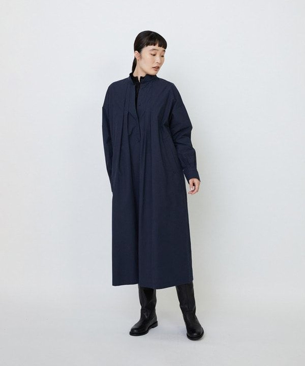 LOISIR コットンポプリンシャツワンピース ネイビー