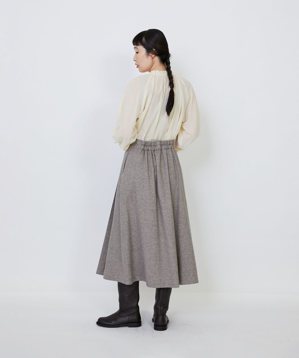 LOISIR 【MTサイズ有り】ギャバジンラップスカート グレー