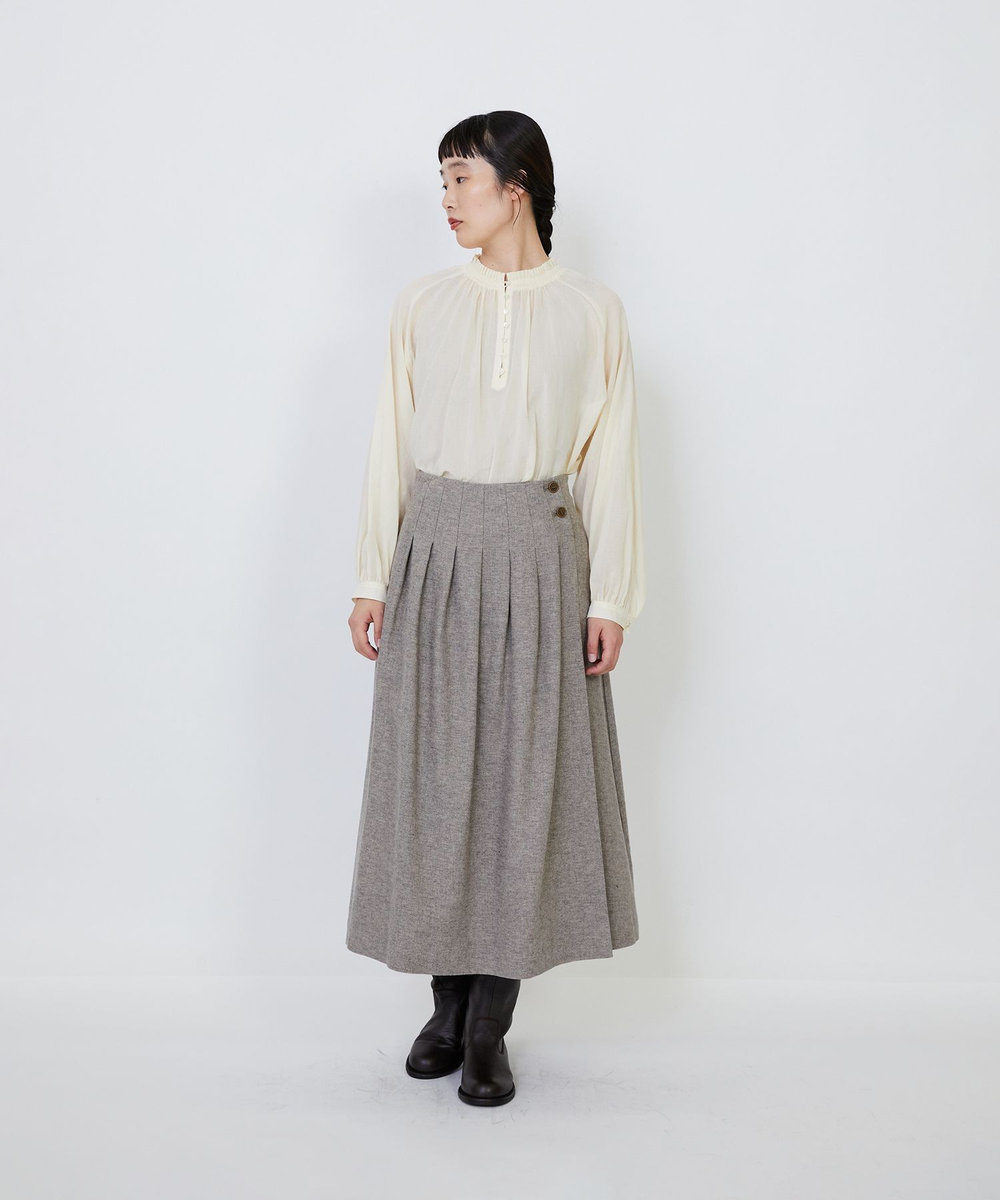 LOISIR 【MTサイズ有り】ギャバジンラップスカート グレー