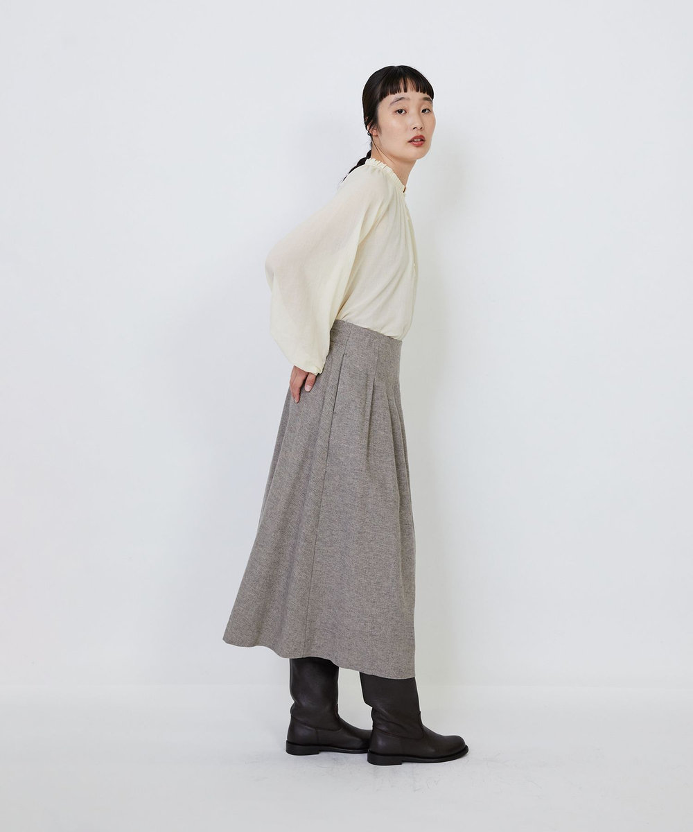 LOISIR 【MTサイズ有り】ギャバジンラップスカート グレー