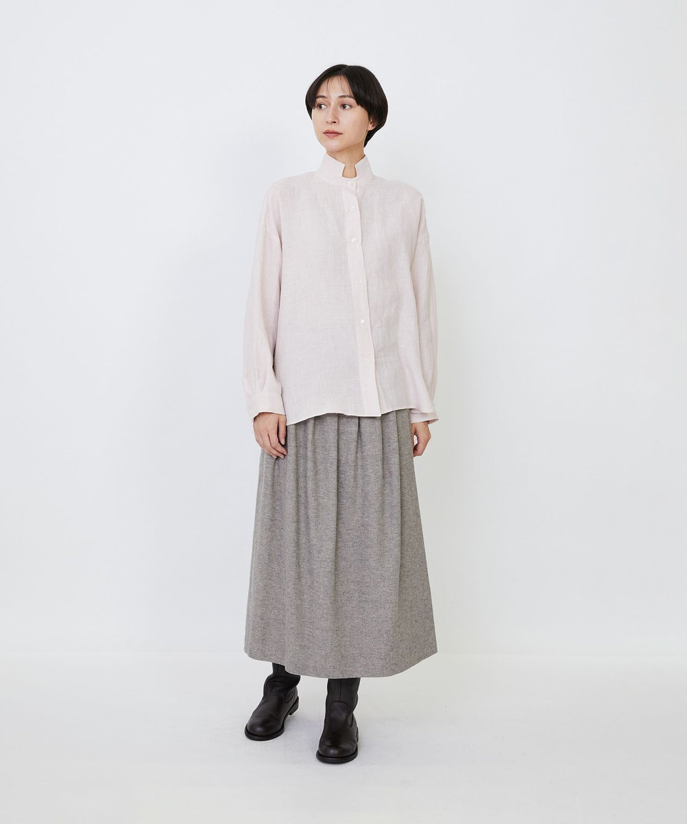 LOISIR 【MTサイズ有り】ギャバジンラップスカート グレー