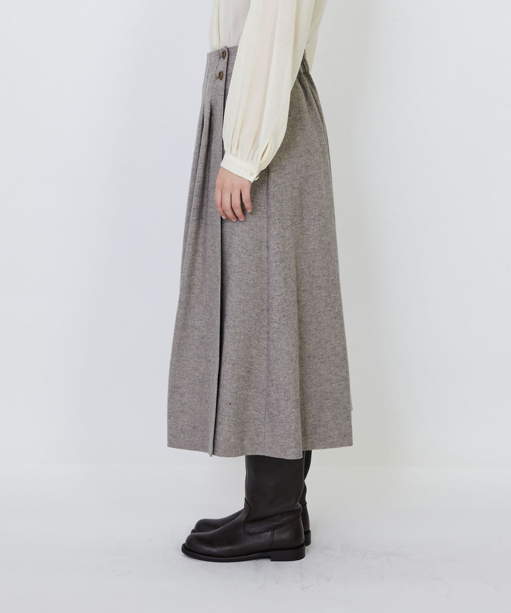 LOISIR 【MTサイズ有り】ギャバジンラップスカート グレー