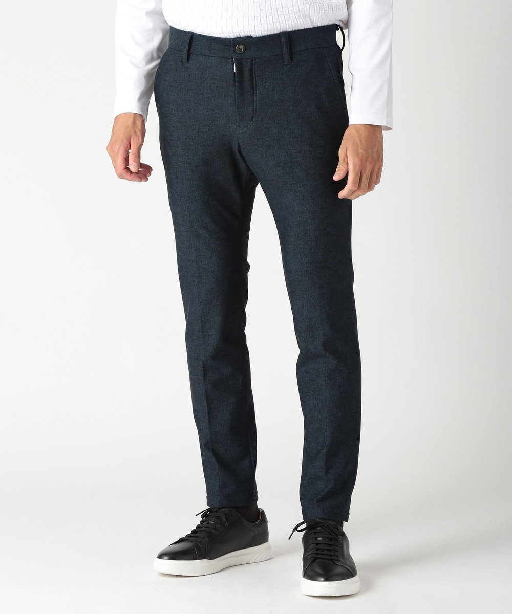 MEN'S BIGI 【ACTIVE TAILOR】ヒートパフォーマーツイード調プリントパンツ（セットアップ対応） ネイビー