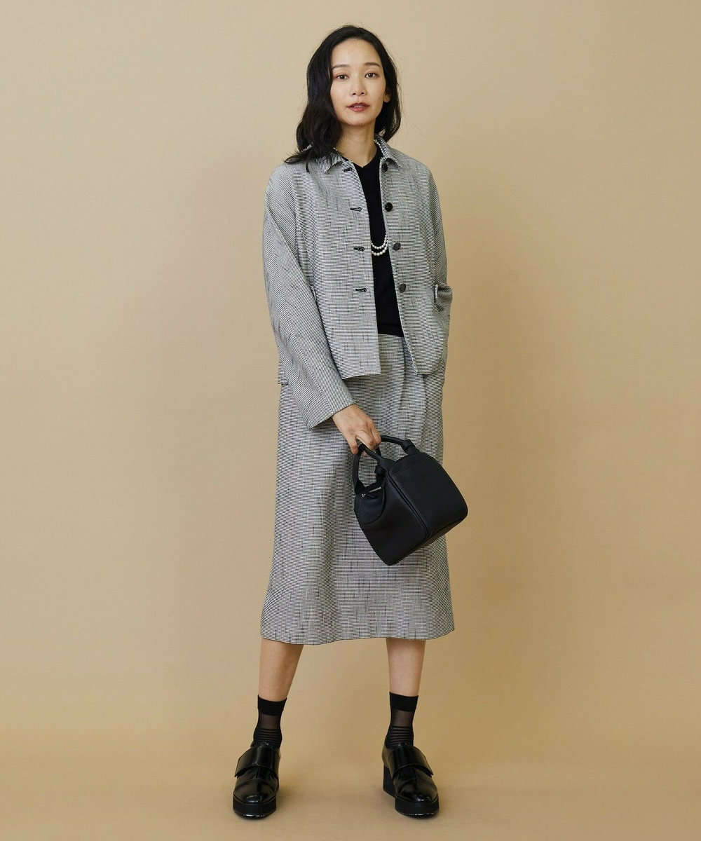 L'EQUIPE コットンレーヨン格子スカート ホワイト系その他
