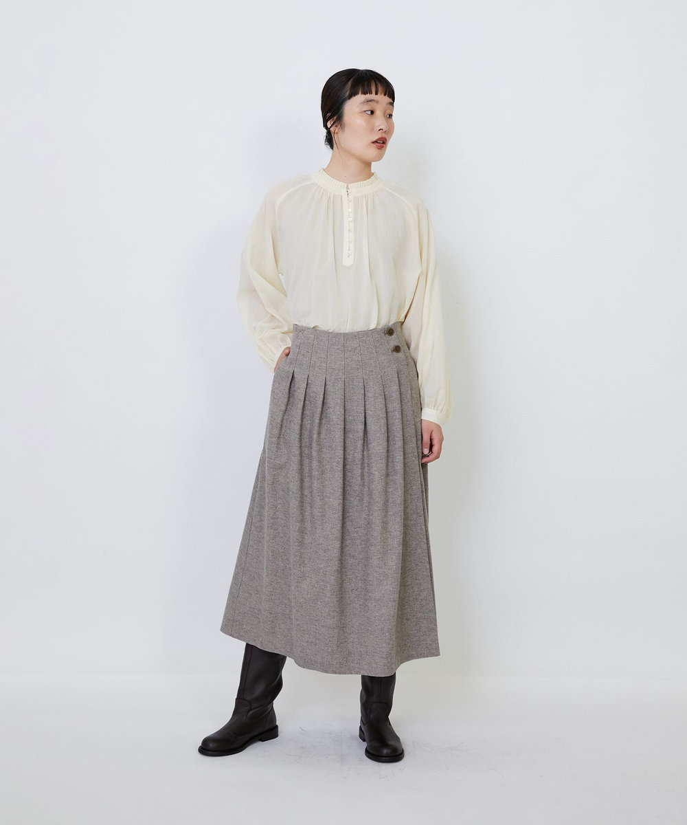 LOISIR 【MTサイズ有り】ギャバジンラップスカート グレー