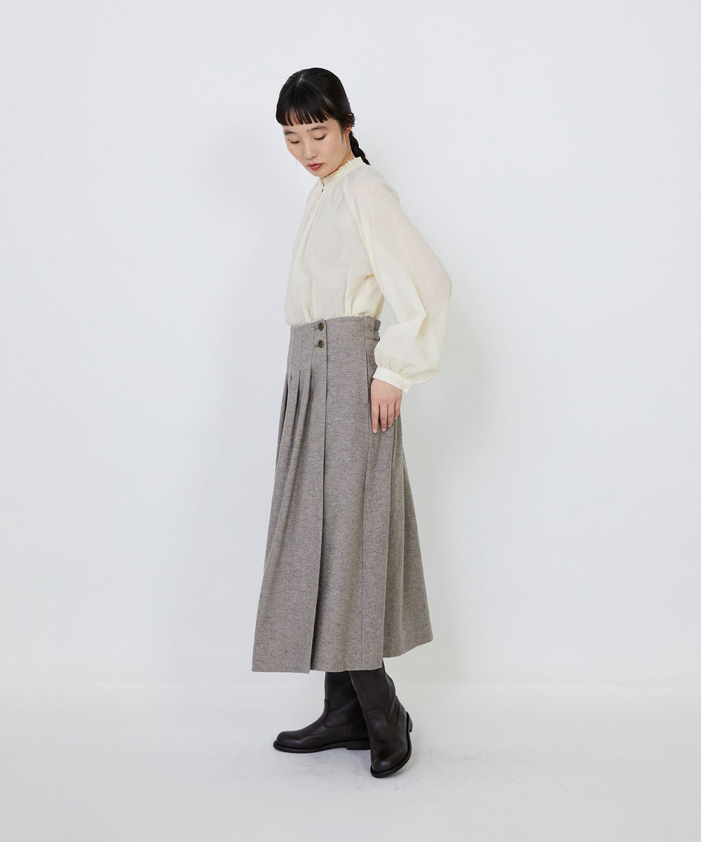 LOISIR 【MTサイズ有り】ギャバジンラップスカート グレー