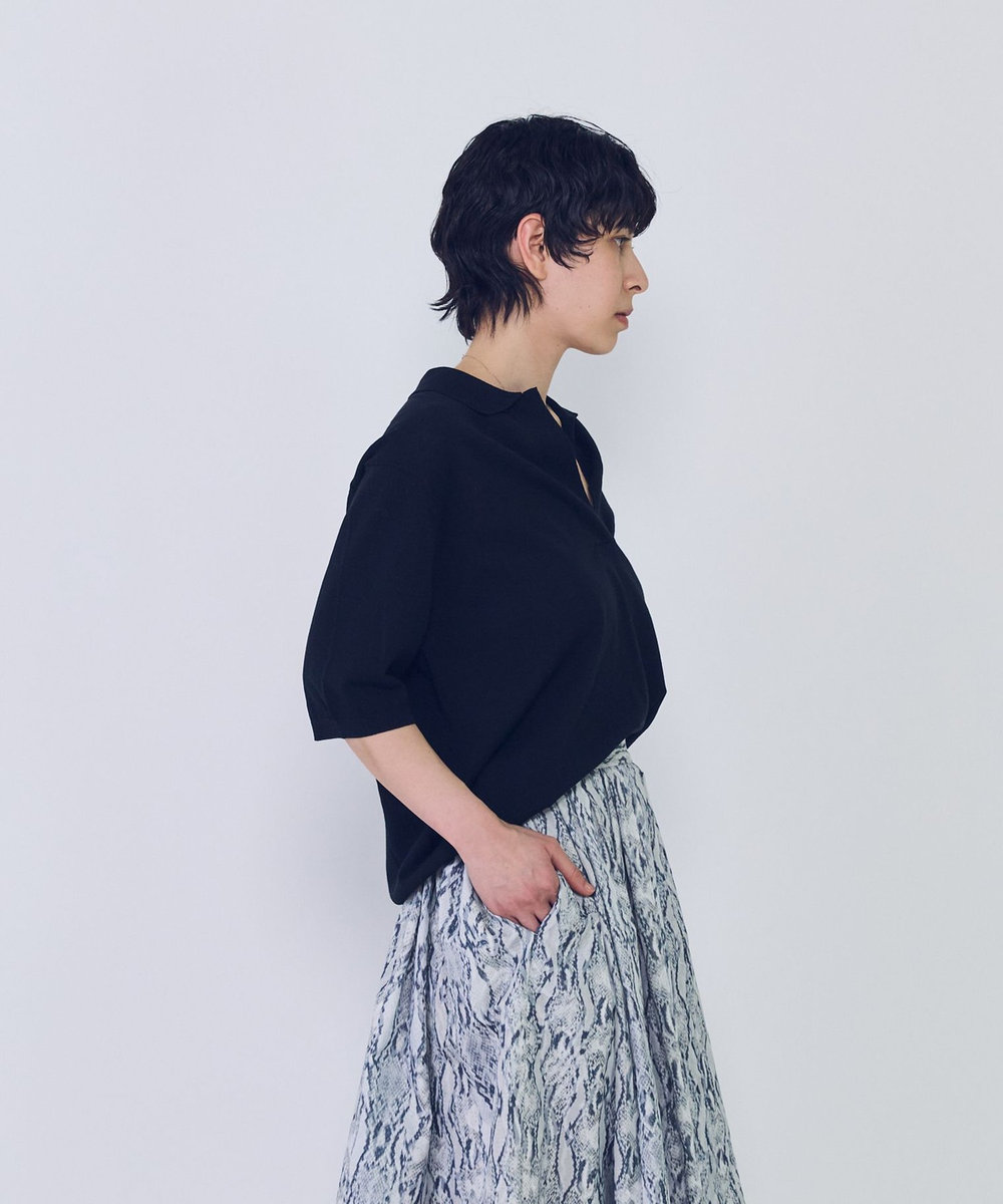 1er Arrondissement スキッパーショートスリーブニット ブラック