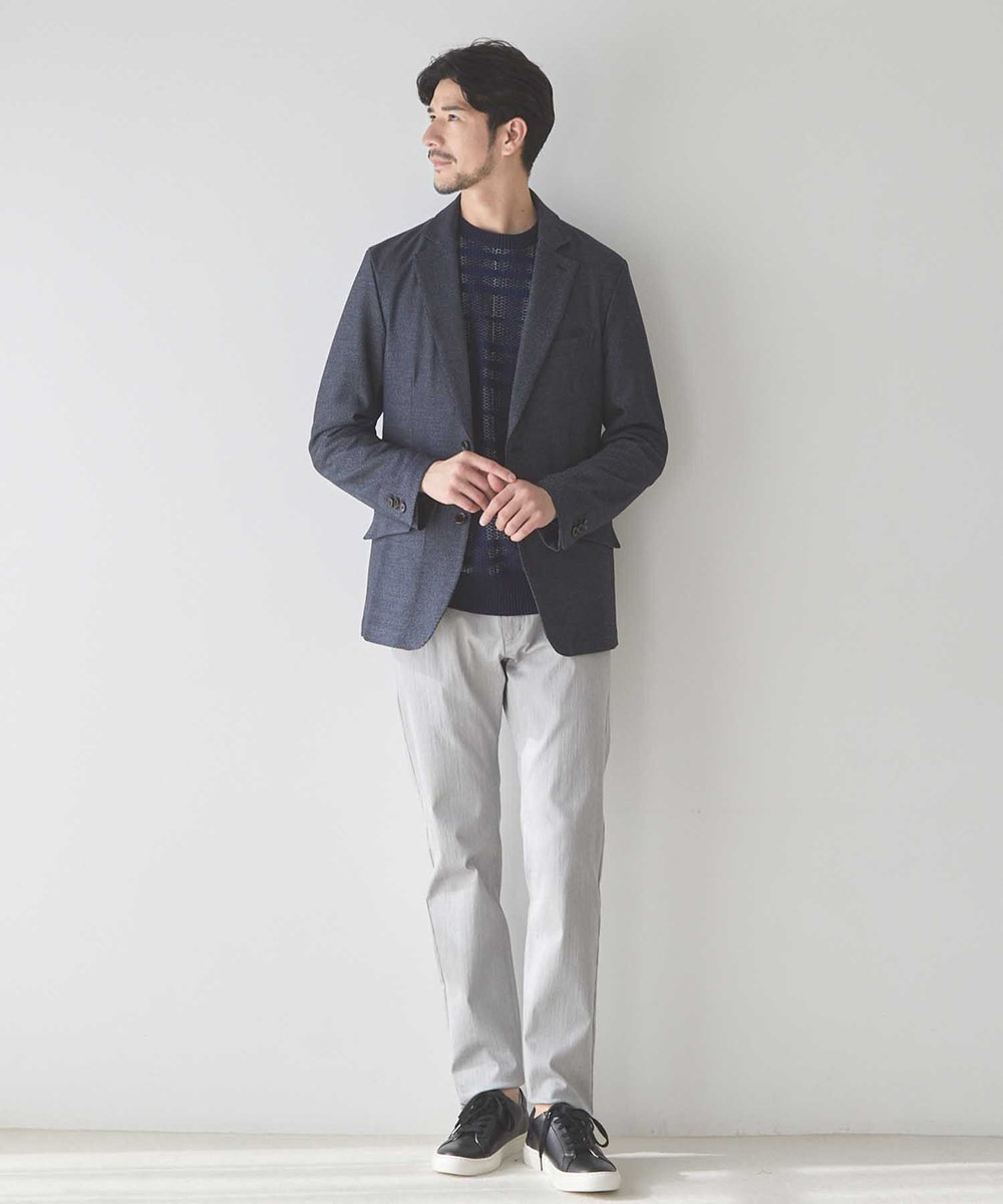 UNION STATION デニム風トップカルゼテーラードジャケット ネイビー