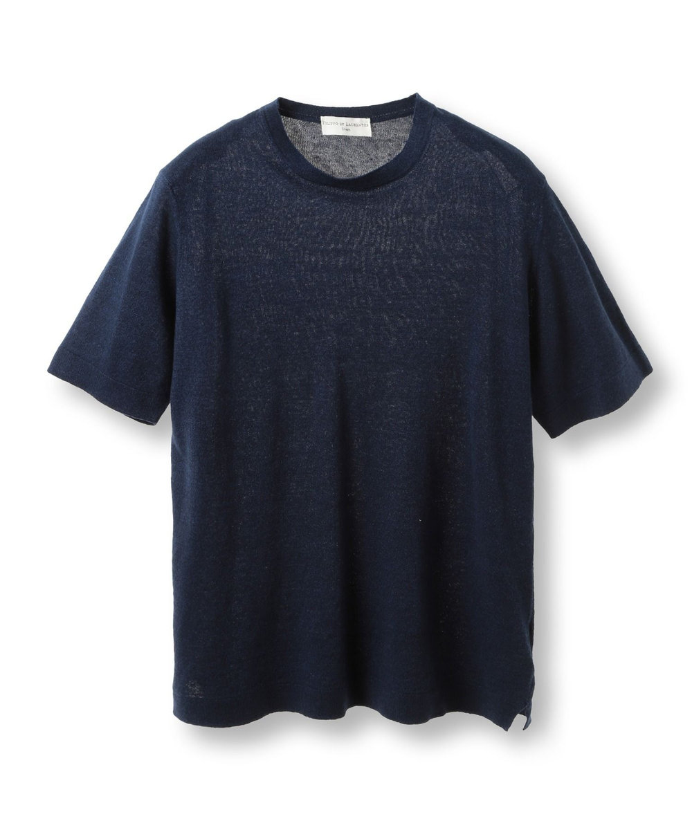 MEN'S BIGI 【FILIPPO DE LAURENTIIS/フィリッポ デ ローレンティス】綿麻ハイゲージニットTEE ネイビー