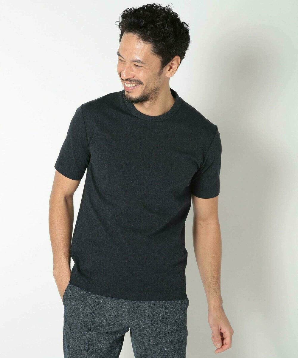 MEN'S BIGI 【ACTIVE TAILOR/アクティブテイラー】シルケットスムースクルーネックTシャツ＜接触冷感 / UVカット＞ ネイビー