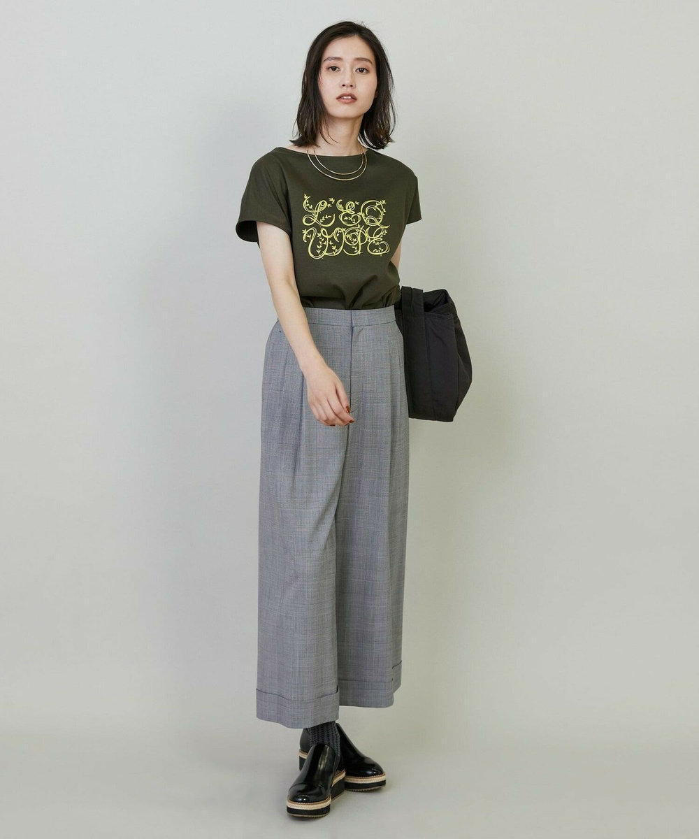 L'EQUIPE Lサイズ（大きいサイズ） 【大きいサイズ】コットンスムースロゴTシャツ カーキ