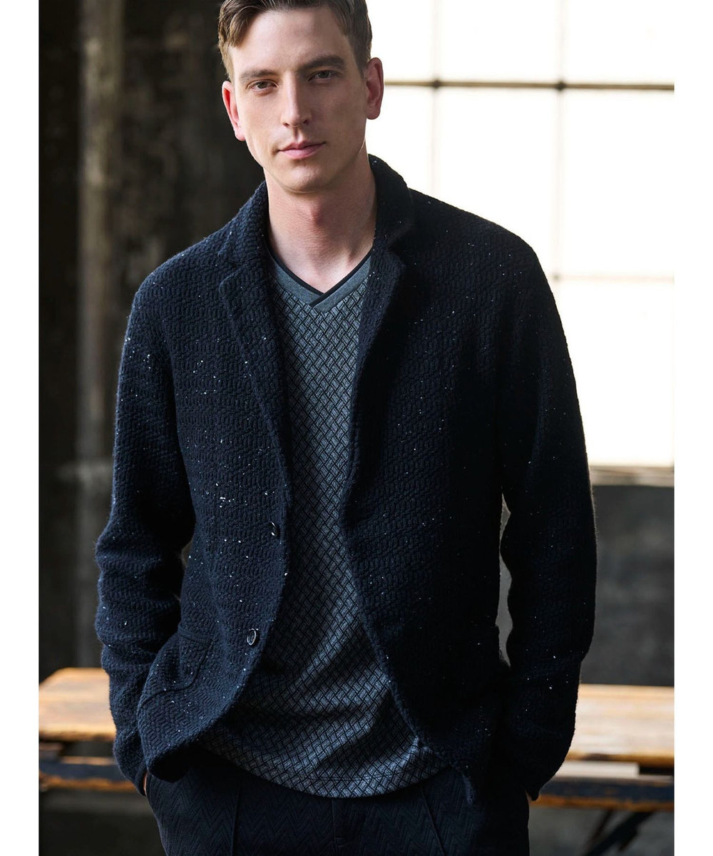 MEN'S BIGI フクレジャカードVネックカットソー ブルー系その他
