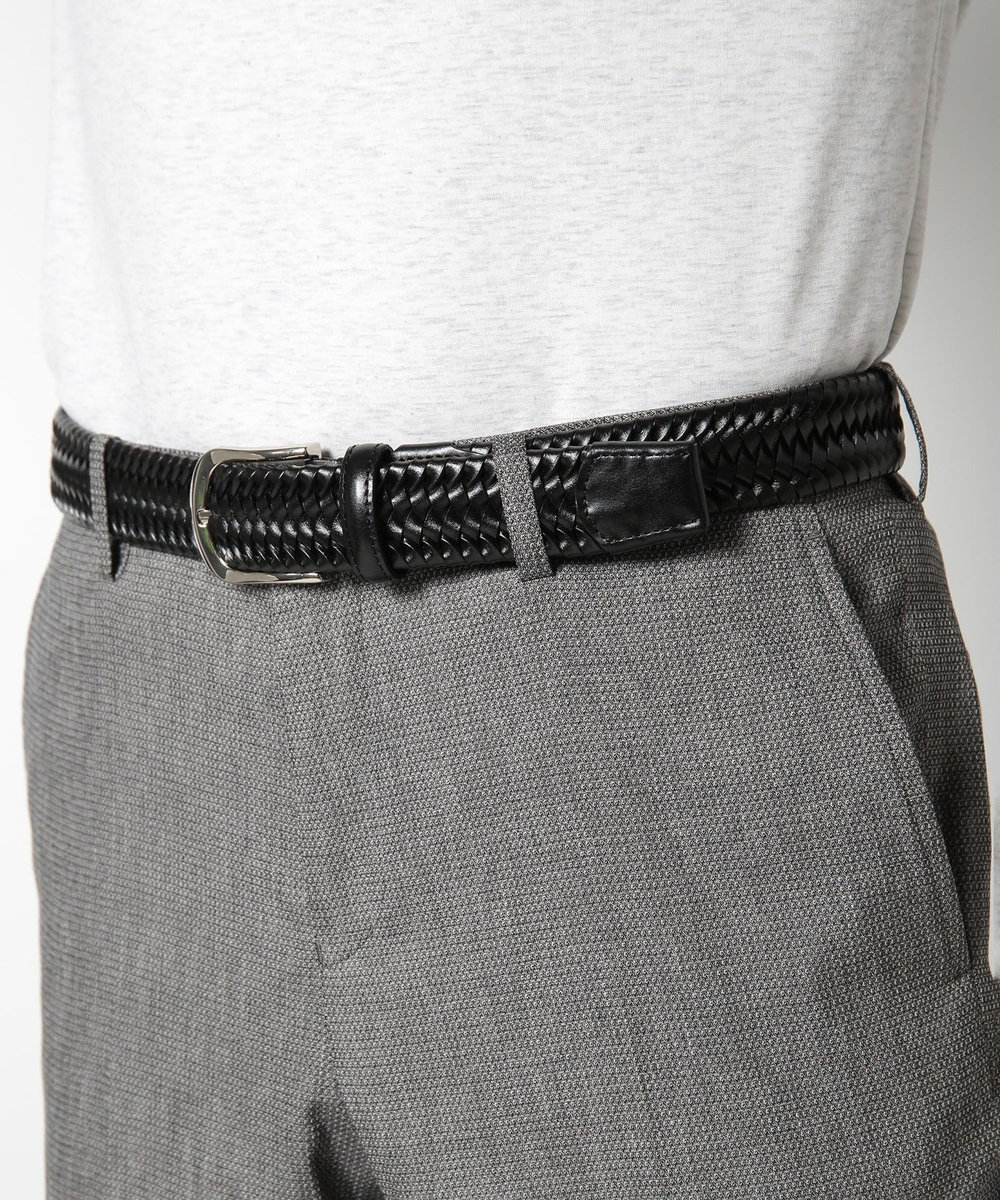 MEN'S BIGI 【DOMODOSSOLA】レザーメッシュプレーンベルト ブラック