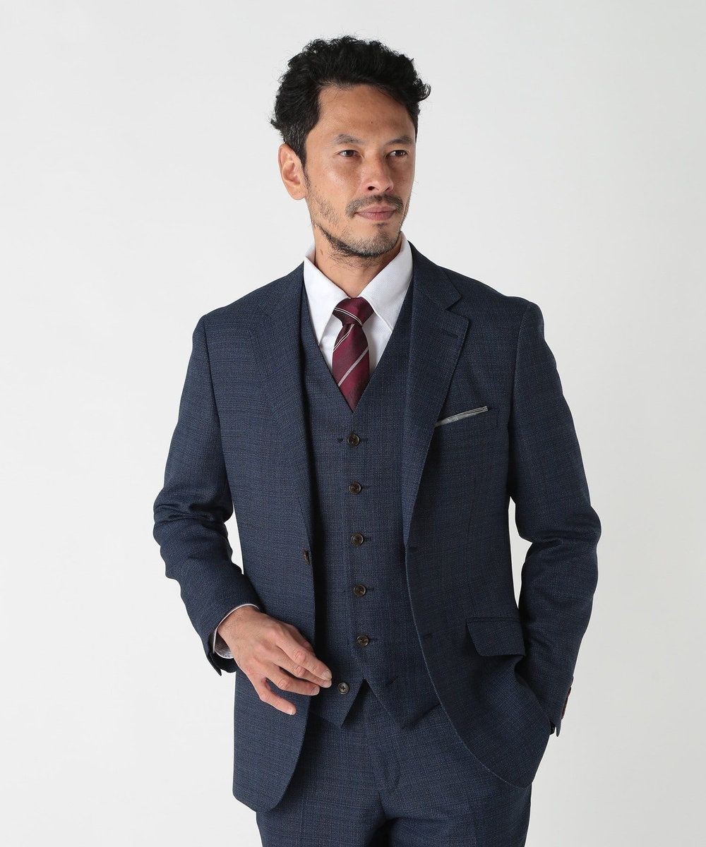 MEN'S BIGI ミックスヤーン/ポップサックテーラードジャケット ネイビー