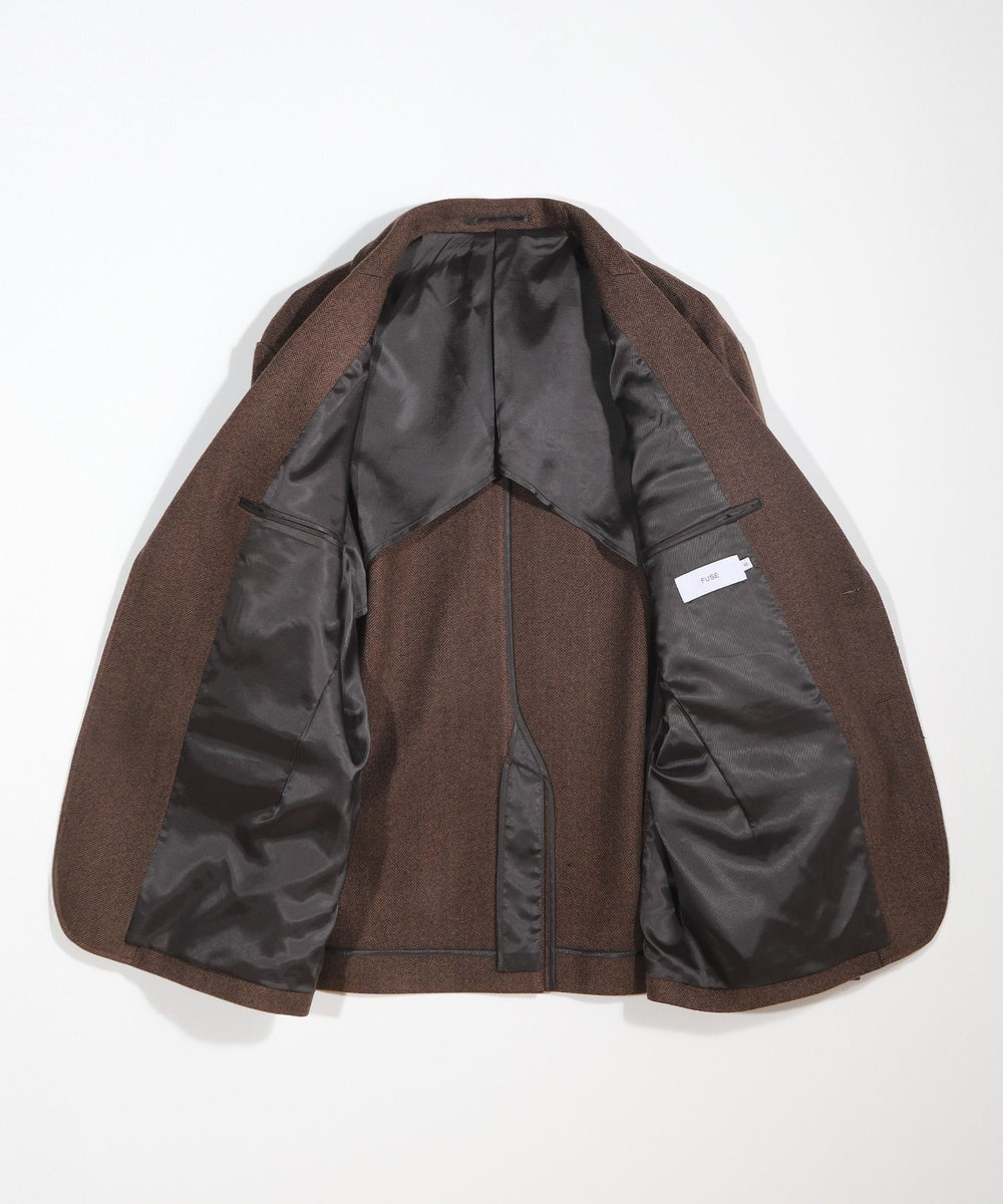 MEN'S BIGI ヘリンボーン柄テーラードジャケット ブラウン