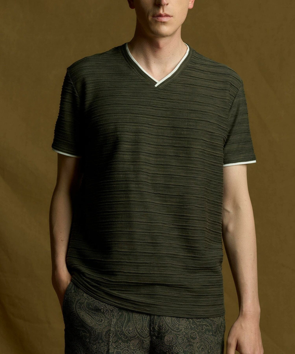 MEN'S BIGI スラブタック天竺素材Tシャツ＜吸水速乾＞ グリーン