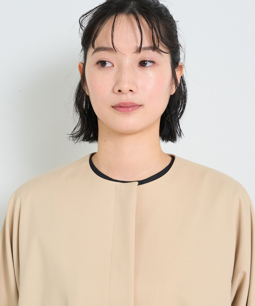 congés payés ADIEU TRISTESSE ノーカラーハーフコート ベージュ
