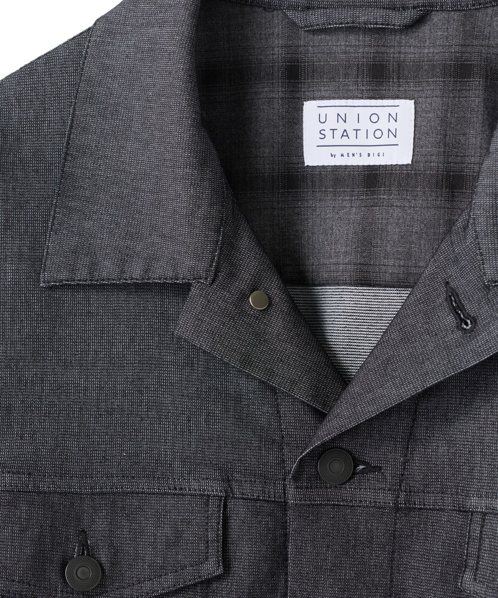 UNION STATION メッシュデニムトラッカージャケット〈ストレッチ・軽量・ハンドウォッシャブル・通気性〉 ブラック
