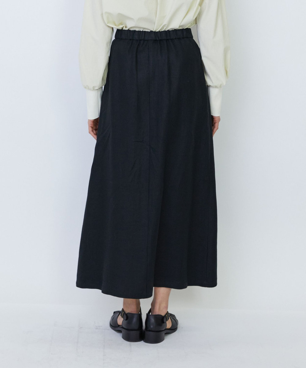 LOISIR 【MTサイズ有り】リネンツイルラップディテールスカート ブラック