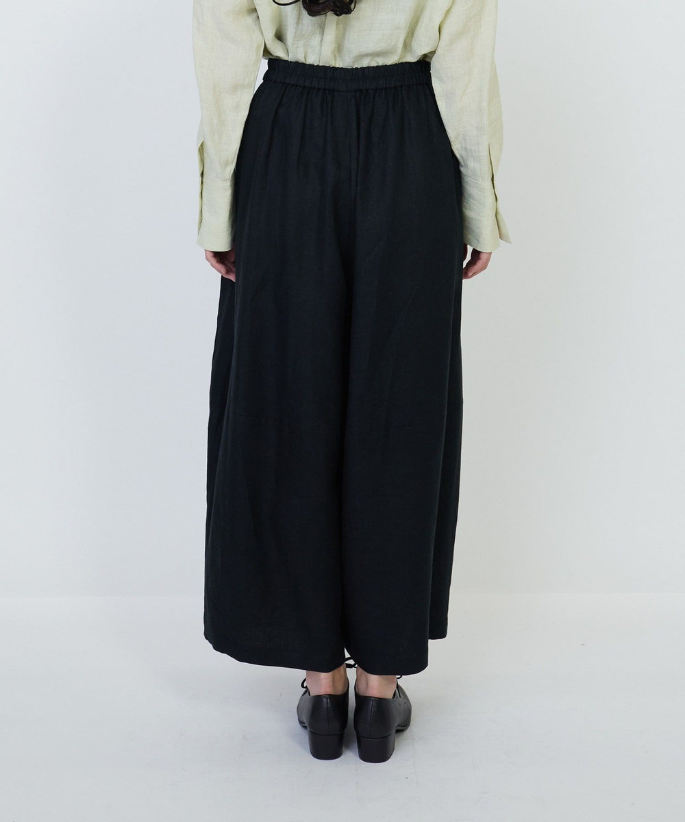 LOISIR リネンツイルボトルシルエットパンツ ブラック