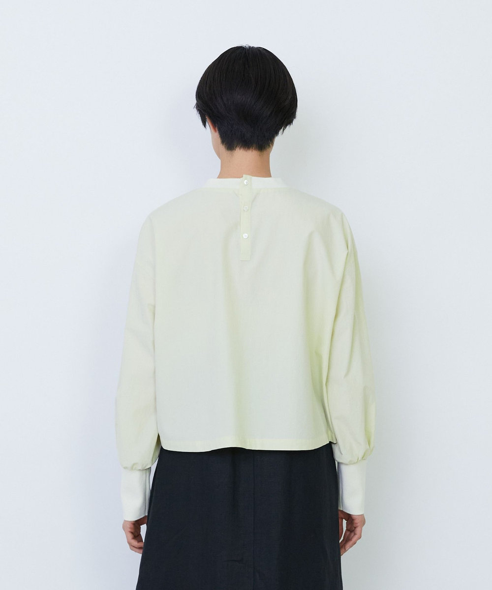 LOISIR リブ使いショートブラウス ライム