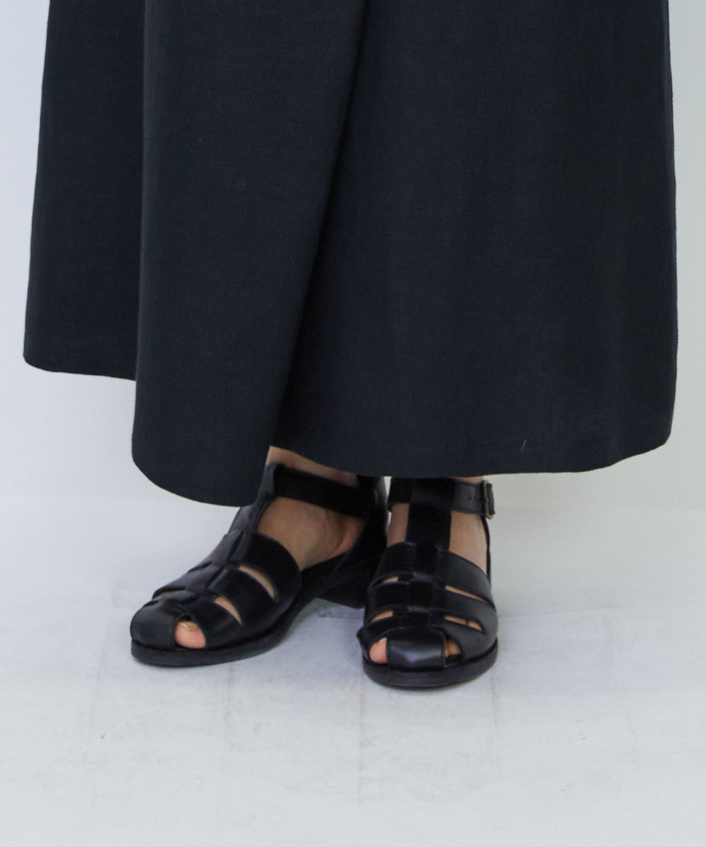 LOISIR 【MTサイズ有り】リネンツイルラップディテールスカート ブラック