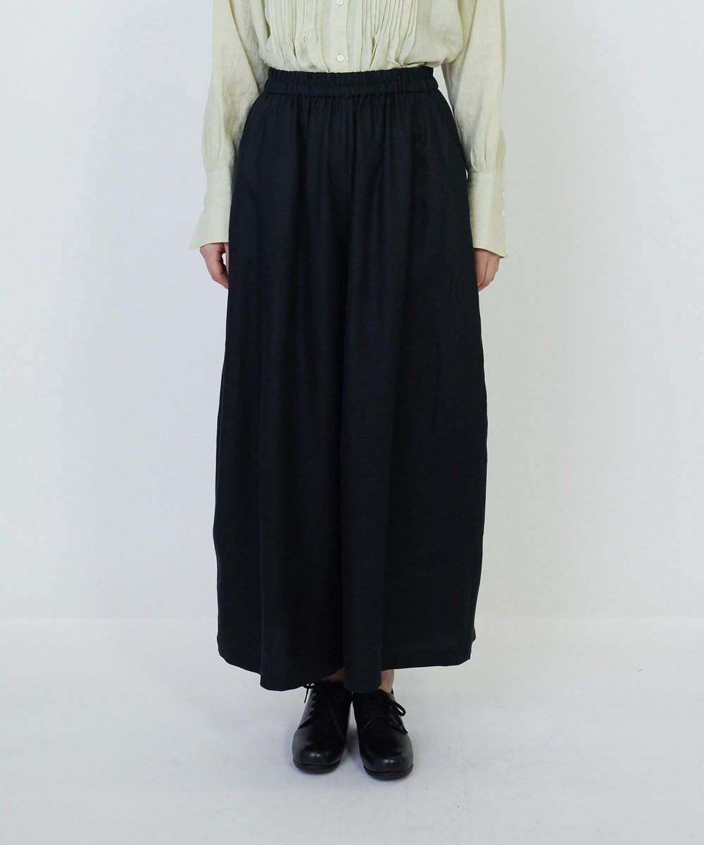 LOISIR リネンツイルボトルシルエットパンツ ブラック