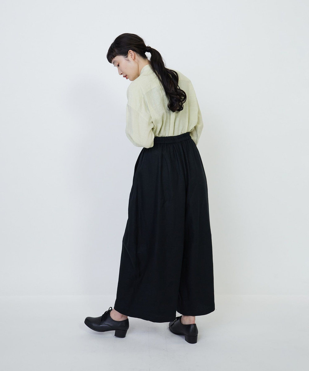 LOISIR リネンツイルボトルシルエットパンツ ブラック