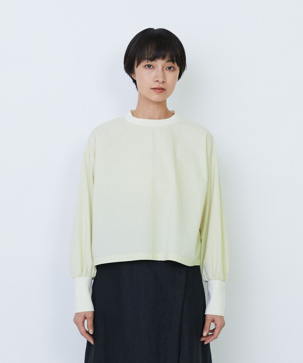 LOISIR リブ使いショートブラウス ライム