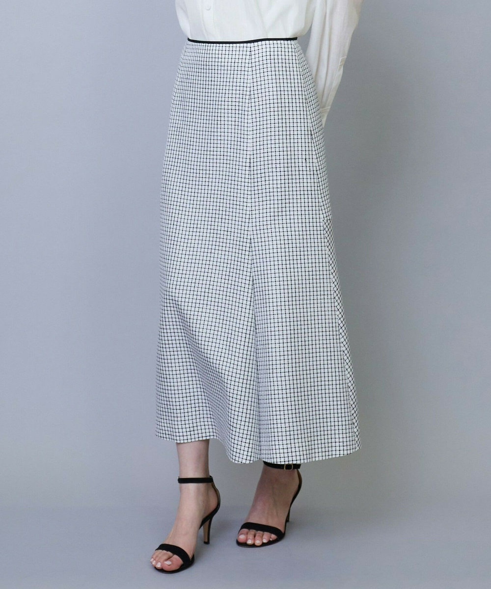 L'EQUIPE COUTURIER シルクテープチェックスカート ブラック