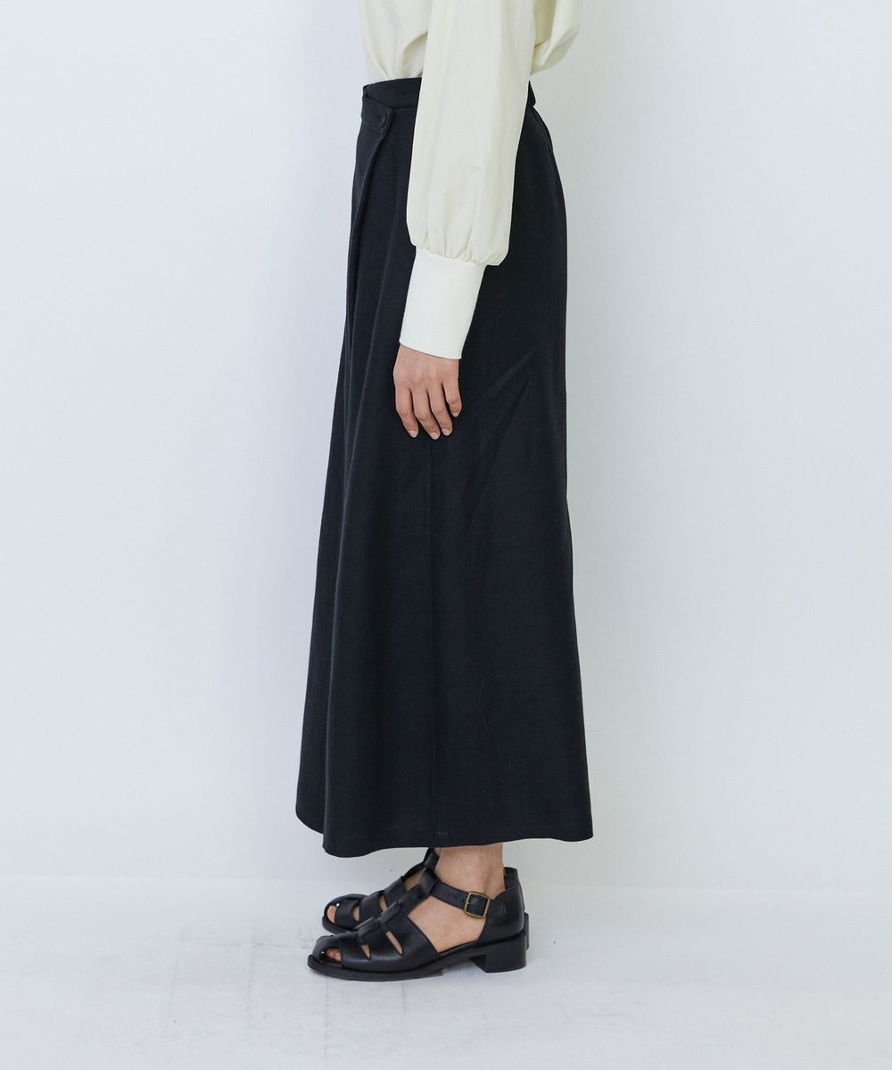 LOISIR 【MTサイズ有り】リネンツイルラップディテールスカート ブラック