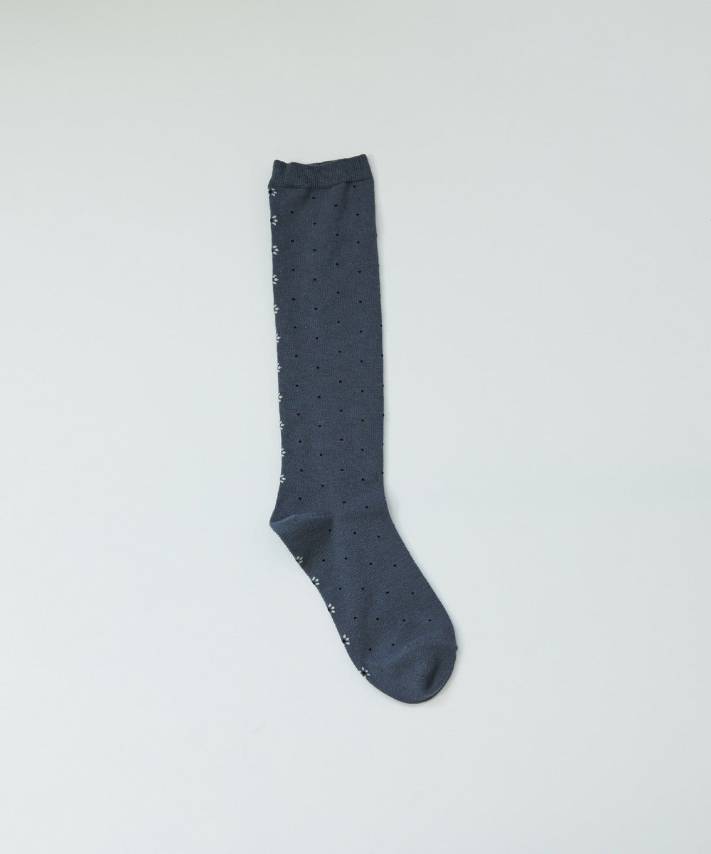 ADIEU TRISTESSE バックフラワードットハイソックス グレー