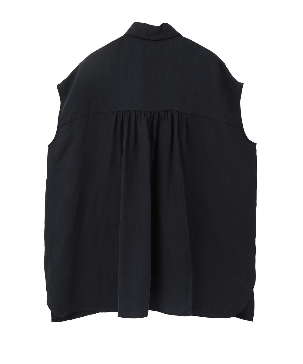 1er Arrondissement テンセルリネンノースリーブシャツ ネイビー