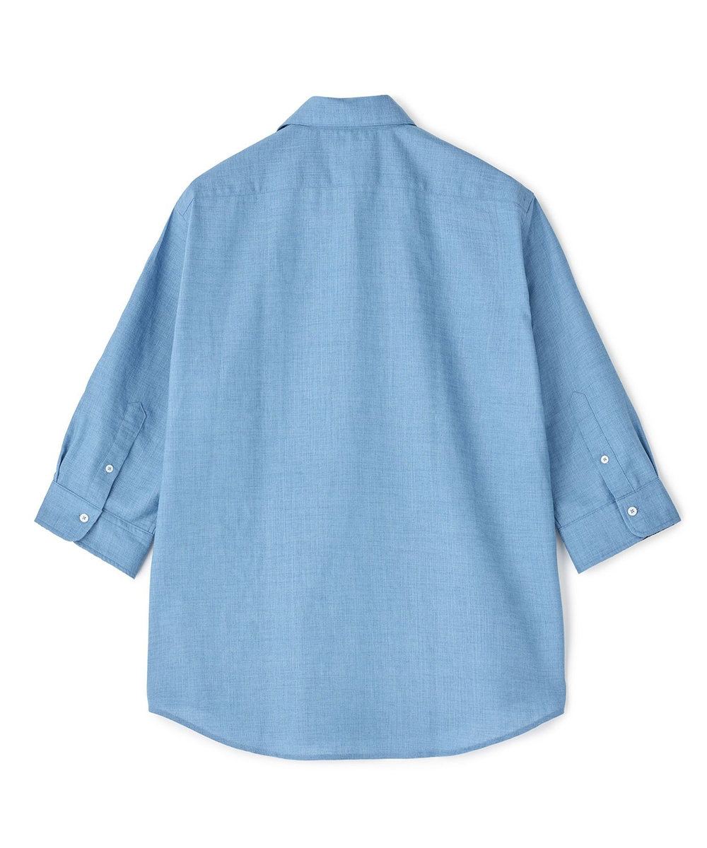 MEN'S BIGI トリアセ麻調 7分袖シャツ＜接触冷感/UVカット/イージーケア＞ ブルー