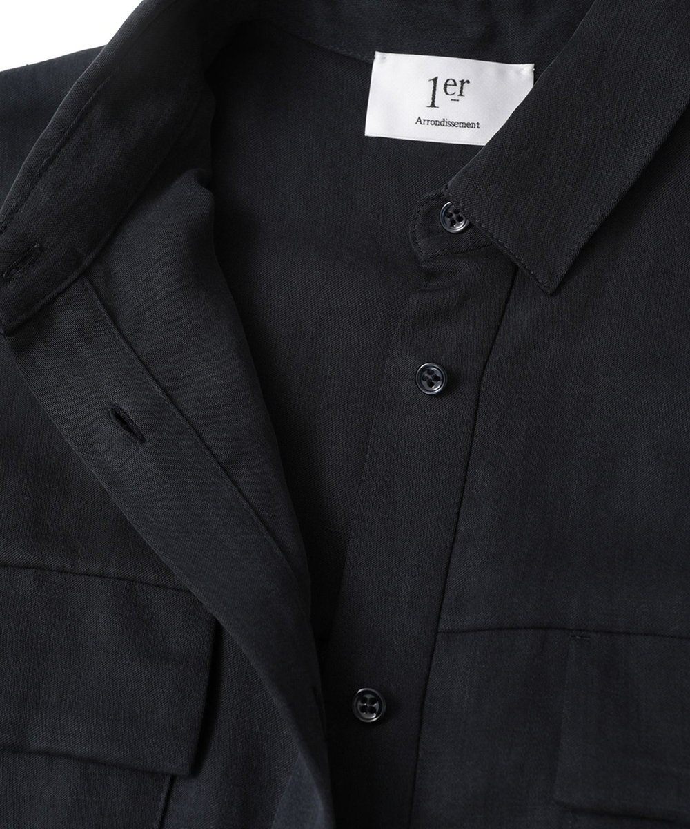 1er Arrondissement テンセルリネンノースリーブシャツ ネイビー