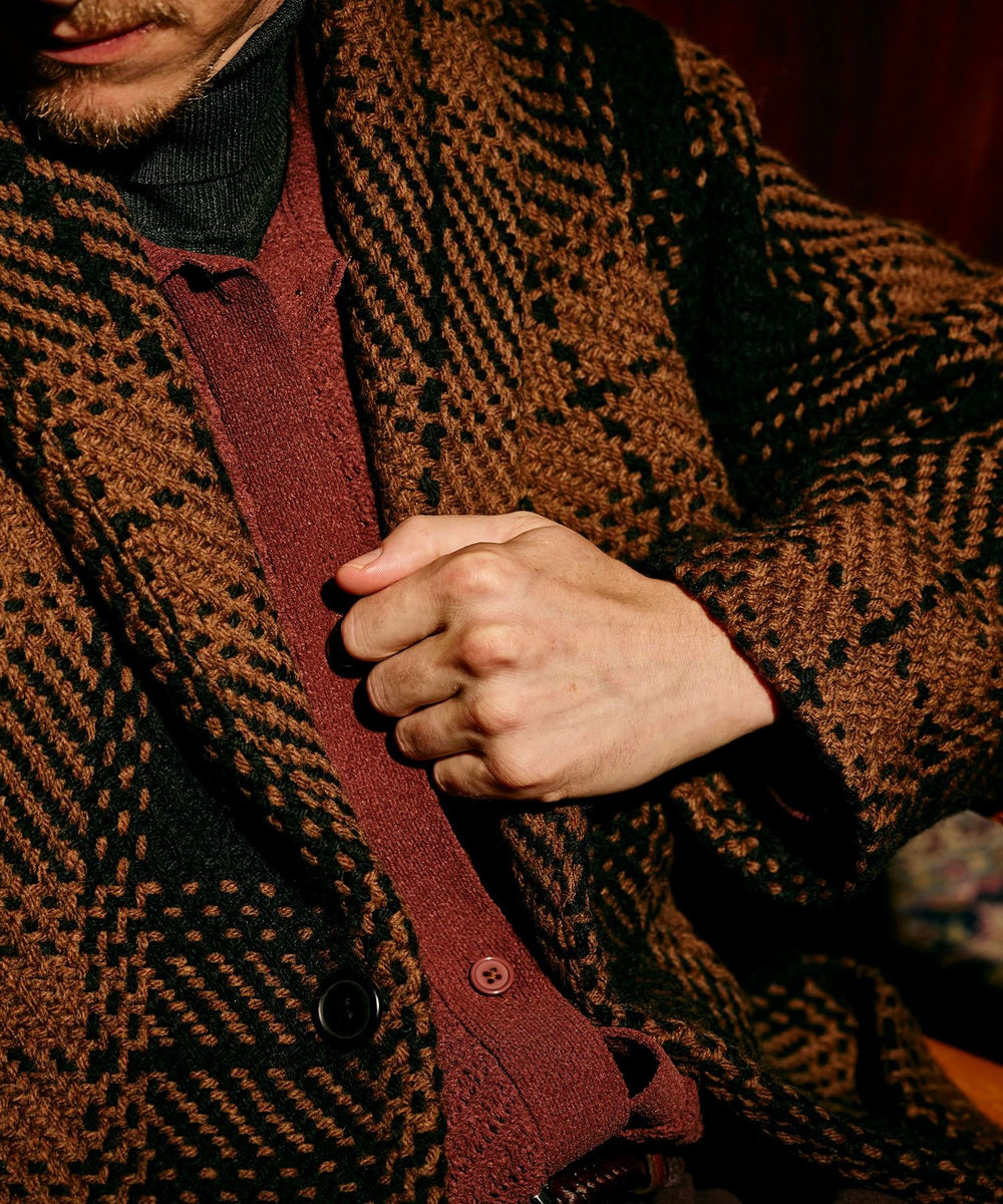 MEN'S BIGI 《John Braniganコラボ》ショールカラーニットジャケット ブラック系その他